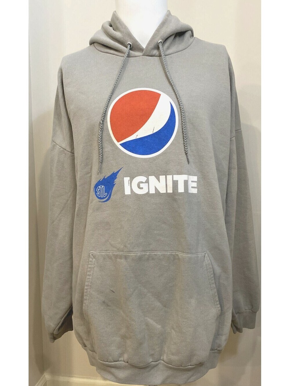 Pepsi Cola Ignite Soft Drink Grey Hooded Sweatshirt Uniform Size 3XL